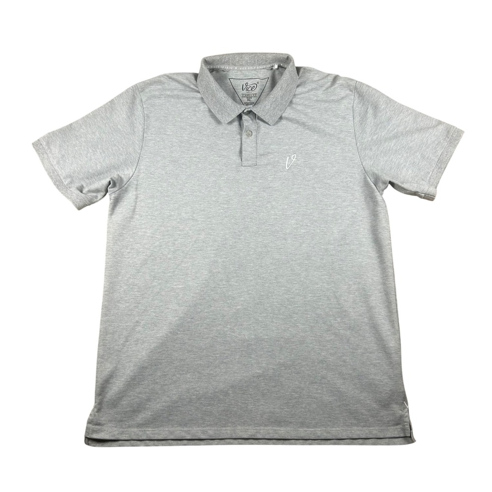 Vice Golf Class C Fit Polo Shirt Mens XL Heather Gray Short Sleeve Embroidered V